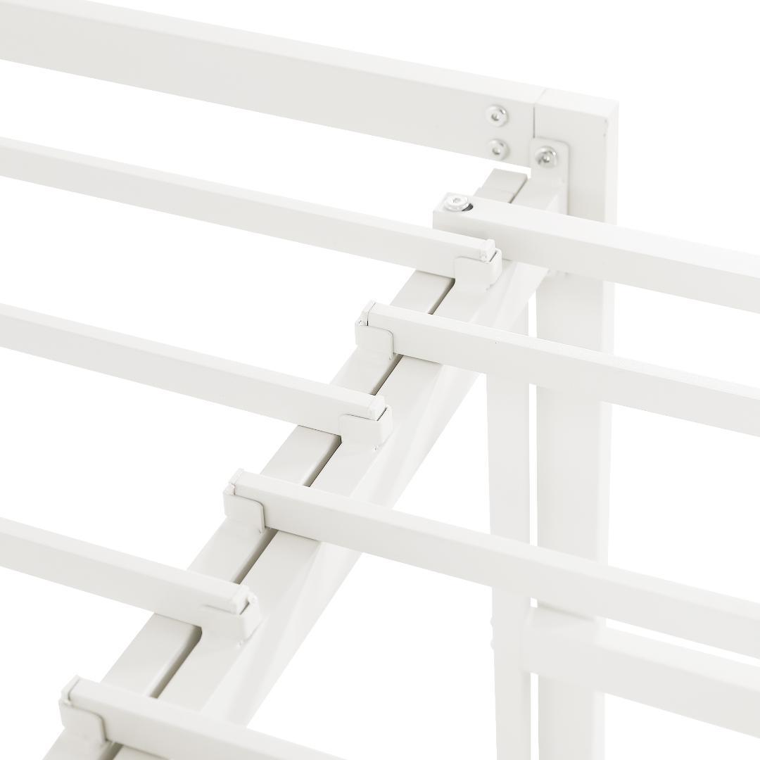 【ホワイト】高さ75cm 伸長式ベッド 高いベッド シングルベッド 伸縮 下収納