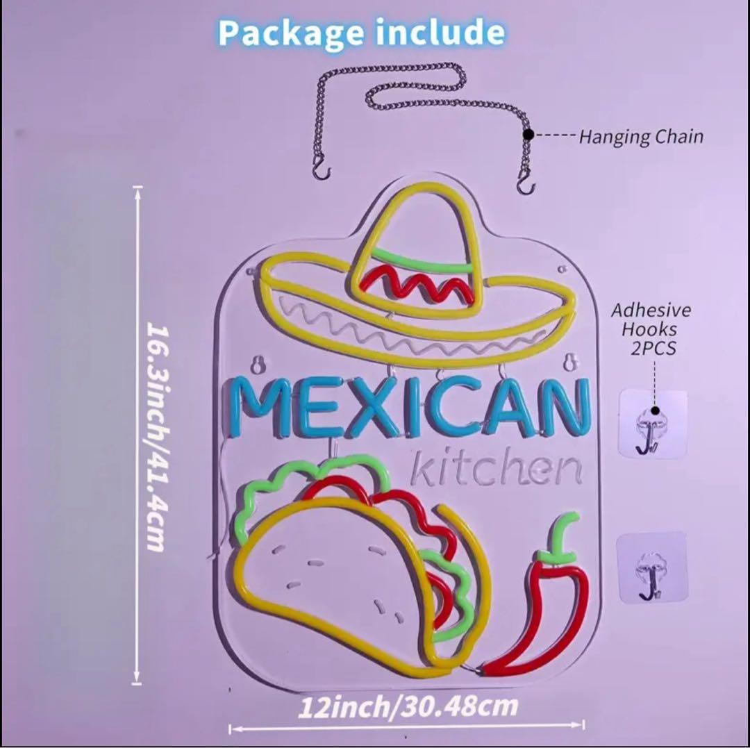 新品 メキシカン ネオンサイン LED看板 MEXICAN kitchen