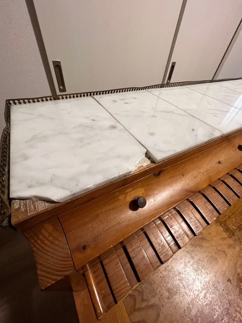 送料込み　ロールトップデスク　蛇腹　チーク　フランス　アンティーク　ワークデスク