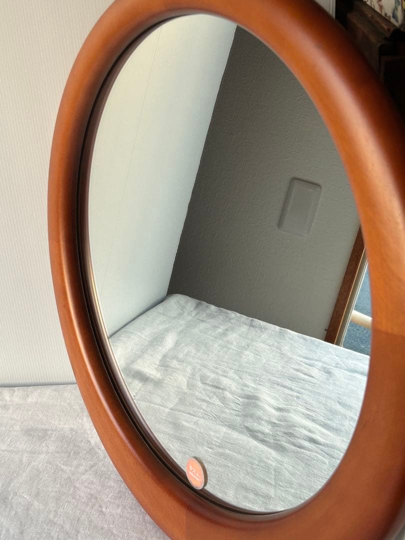 ヴィンテージ　ラウンド　ウォールミラー　レトロモダン壁掛け鏡　ミッドセンチュリー