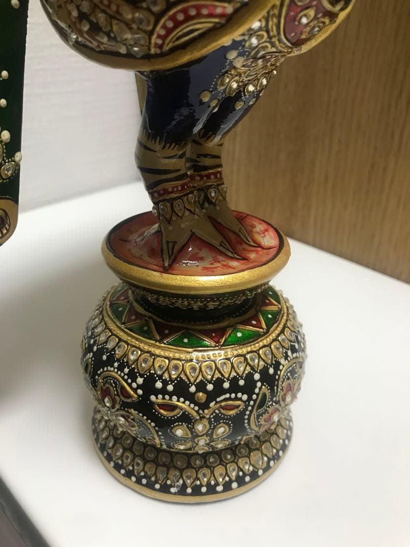 木製孔雀　インド製　置物　インテリア　装飾品