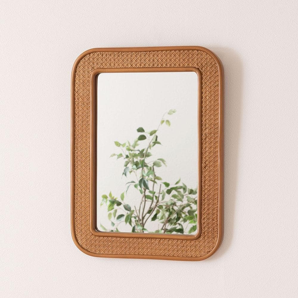 新品 送料込み 壁掛け ラタンミラー 1個 45×60cm ナチュラル ブラウン