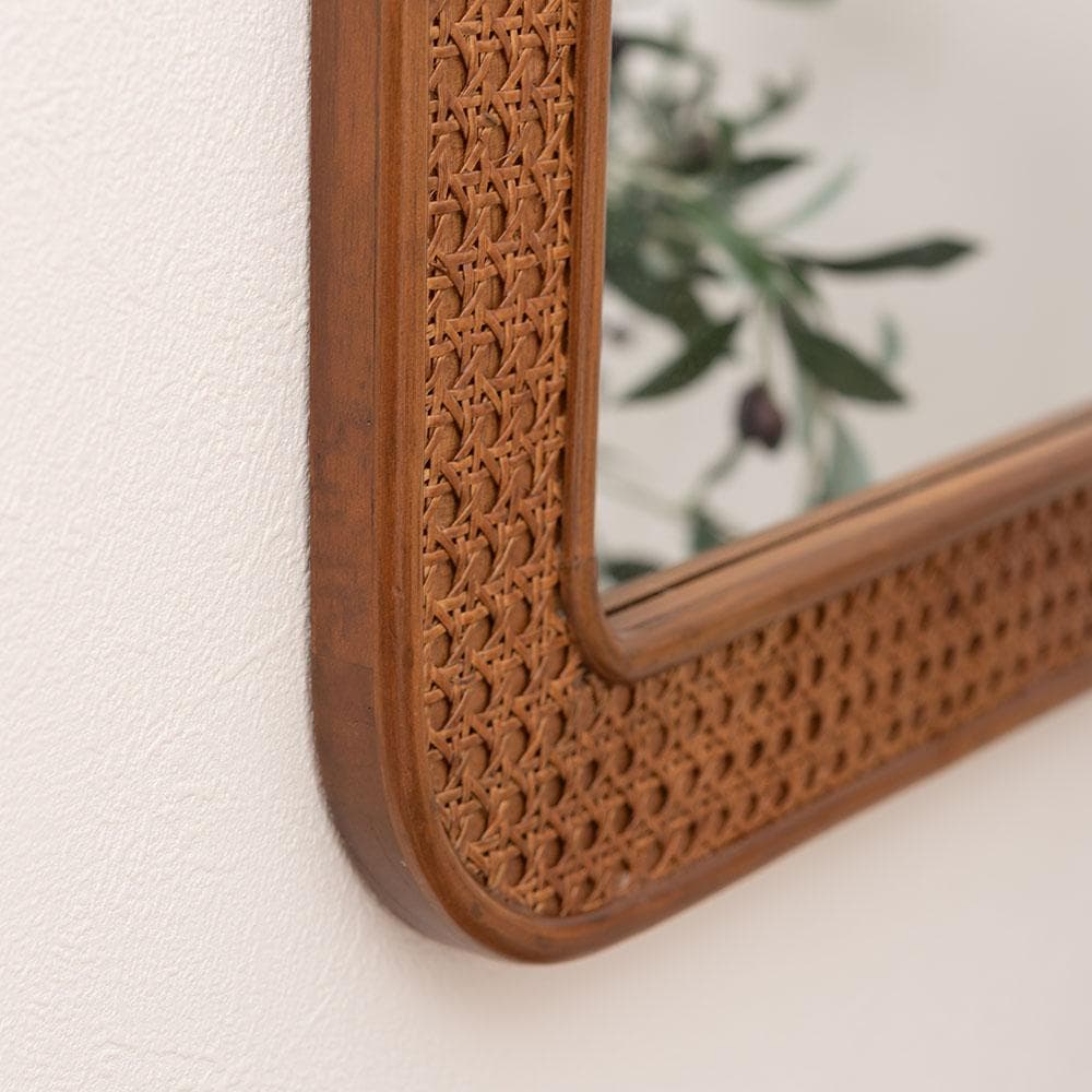 新品 送料込み 壁掛け ラタンミラー 1個 45×60cm ナチュラル ブラウン