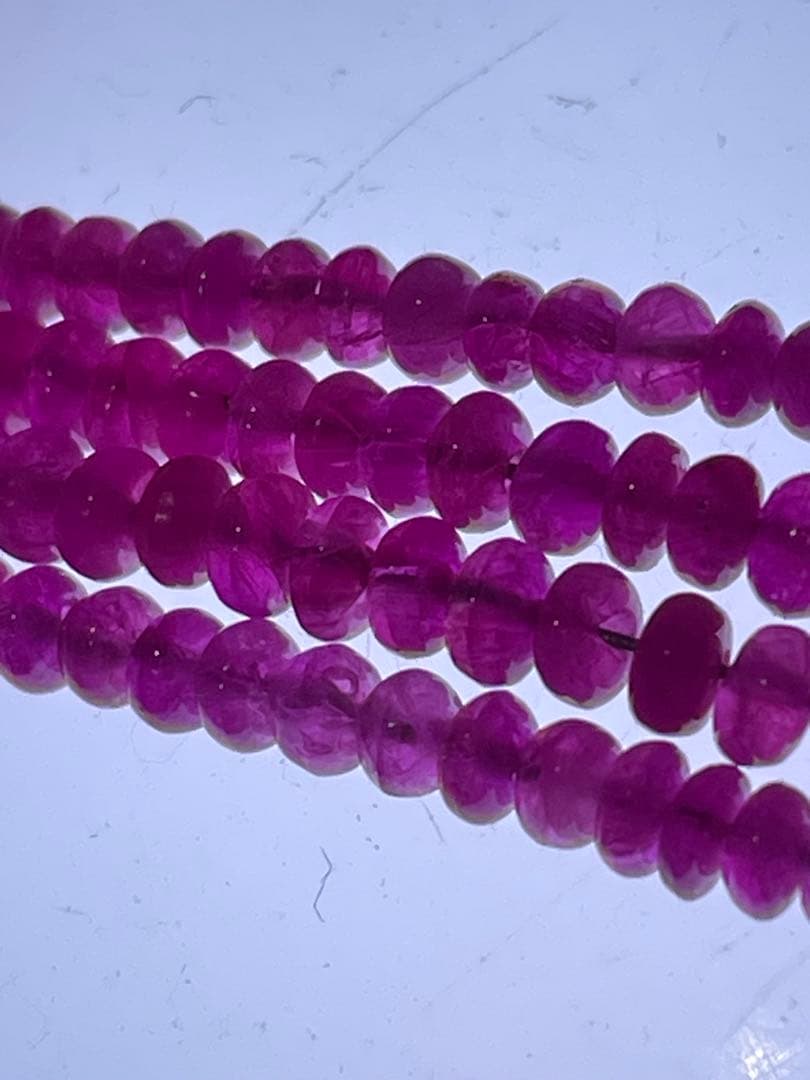 天然石 ルビー ボタンカット ビーズ 約40cm ２連セット