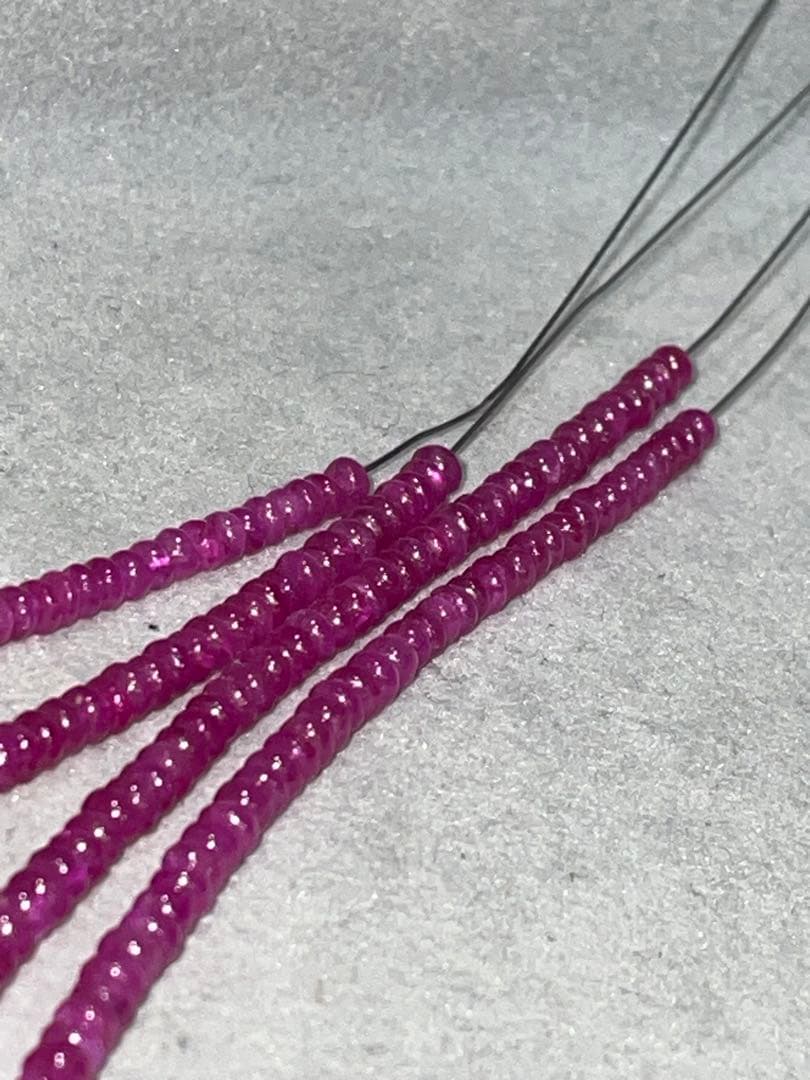 天然石 ルビー ボタンカット ビーズ 約40cm ２連セット