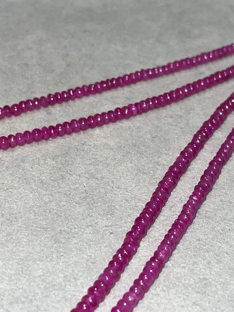 天然石 ルビー ボタンカット ビーズ 約40cm ２連セット