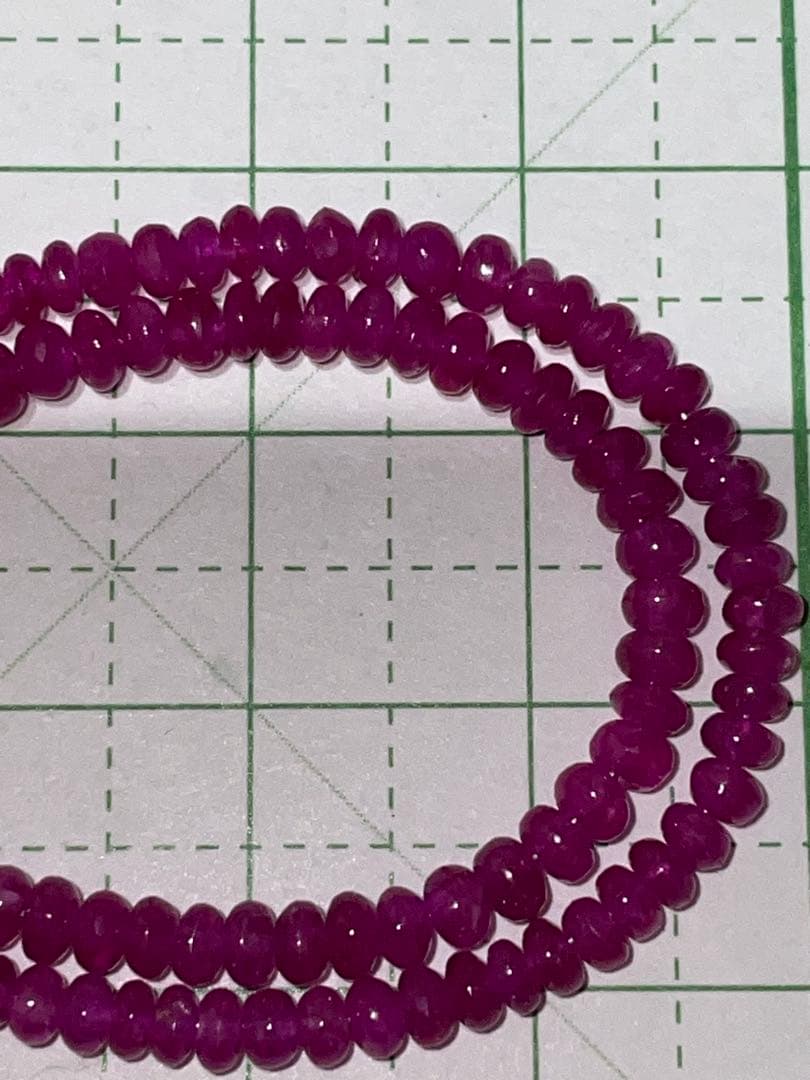 天然石 ルビー ボタンカット ビーズ 約40cm ２連セット