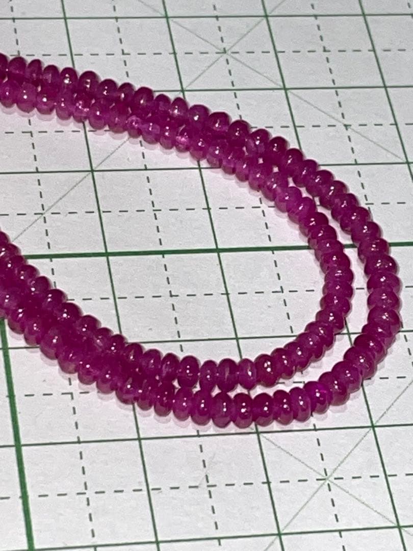 天然石 ルビー ボタンカット ビーズ 約40cm ２連セット