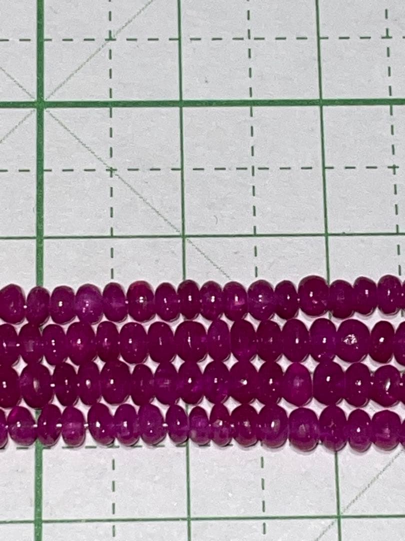 天然石 ルビー ボタンカット ビーズ 約40cm ２連セット