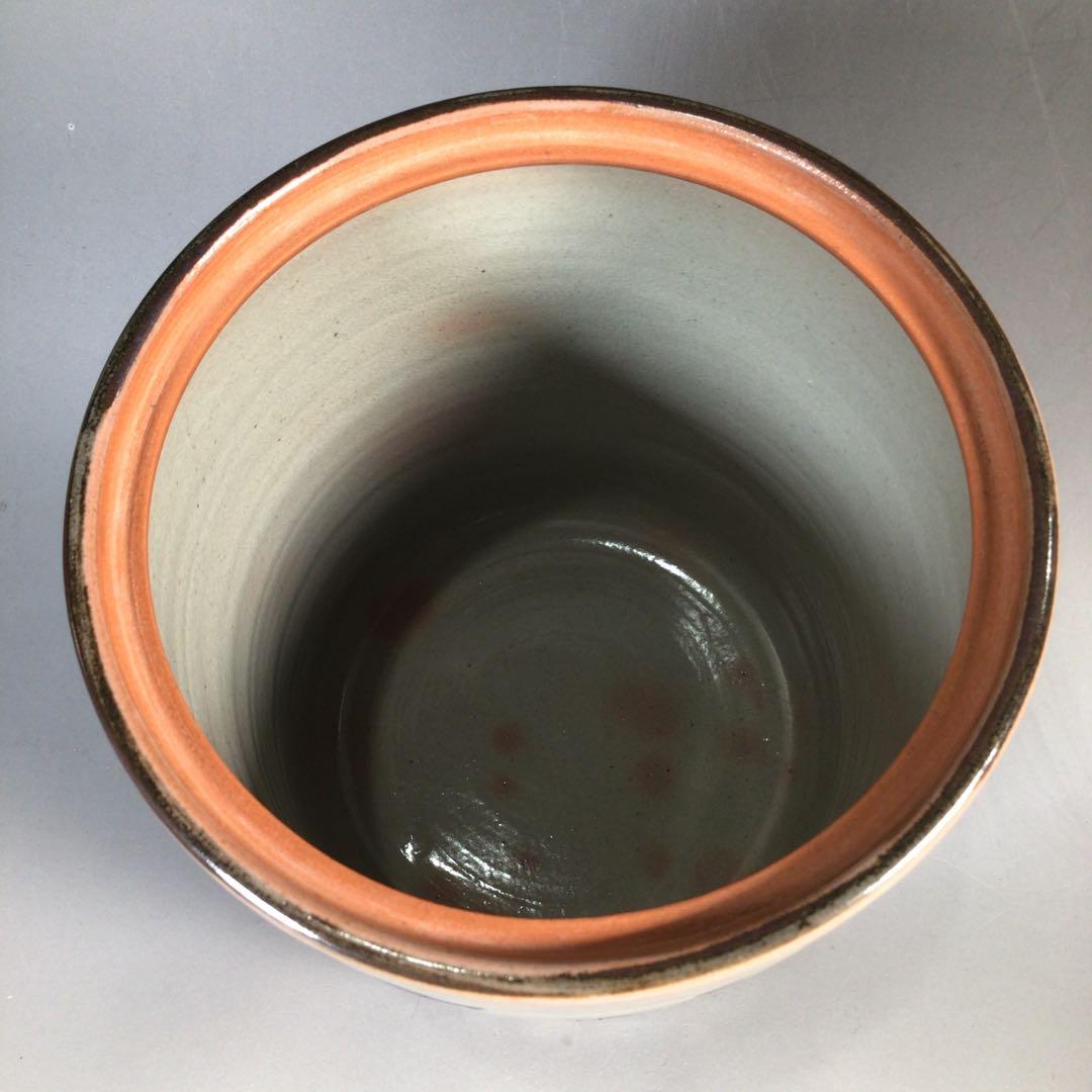 N723 水指 『菰山窯 宮田豊造』『金彩秋草文』『一重口水指』 共箱