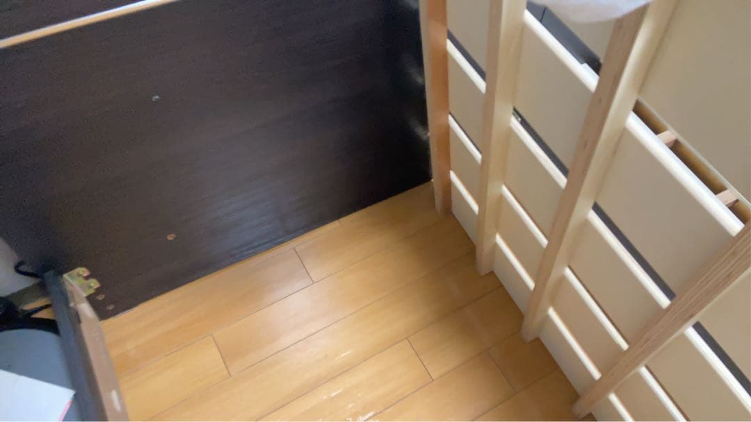 ①マナベインテリアハーツ　シングルベッドフレーム 木製スラット ダークブラウン