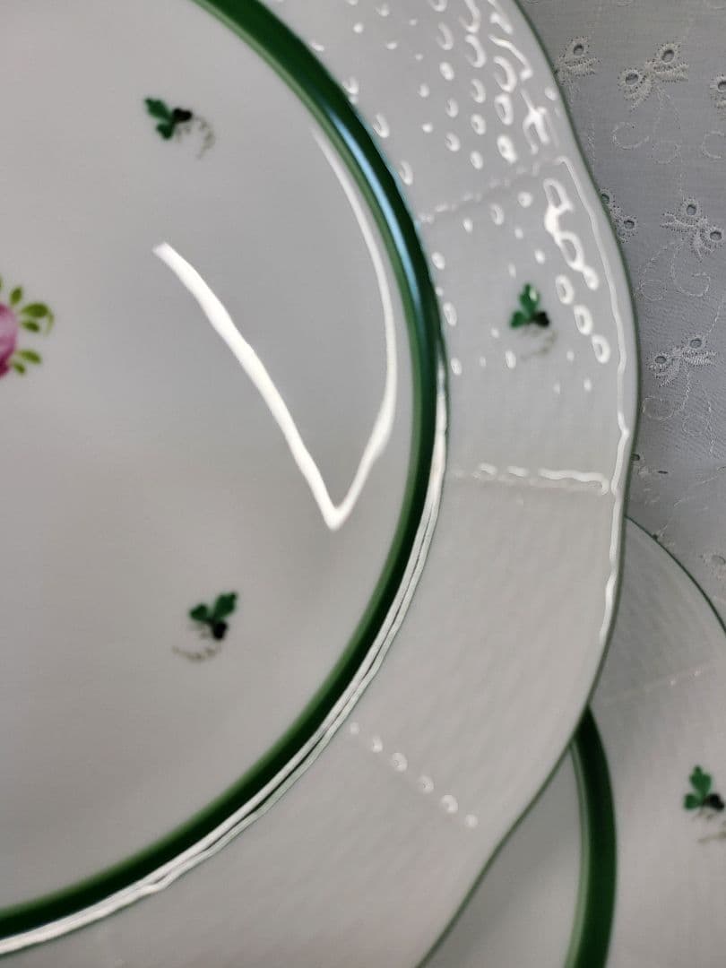 未使用近✨ヘレンド ウィーンのバラ プレート 26cm大皿 ピンク ローズ2枚②