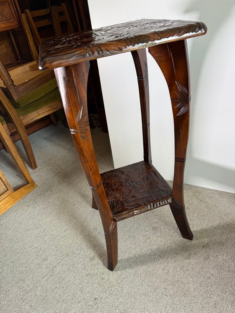 日光彫 花台 飾り台 コンソール 高級彫刻家具 美術工芸品