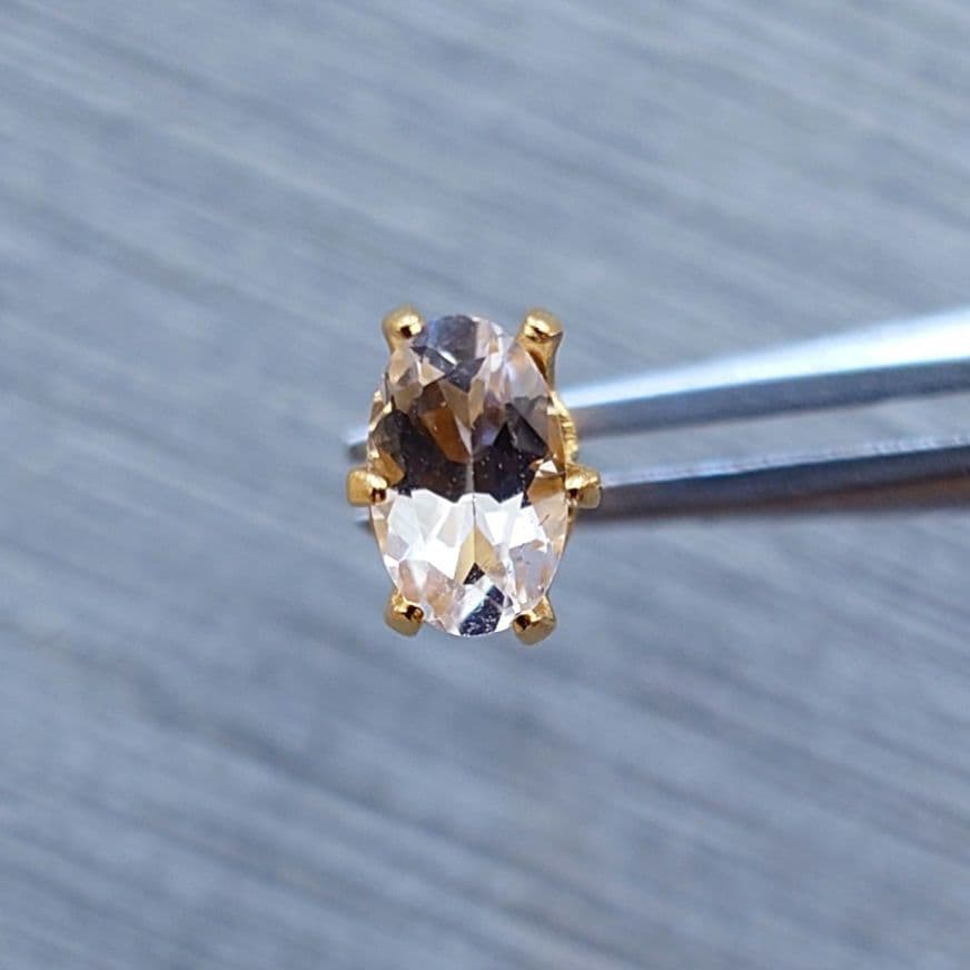 S✧天然石モルガナイト5.0×3.0mm✧　ピアス　ステンレス