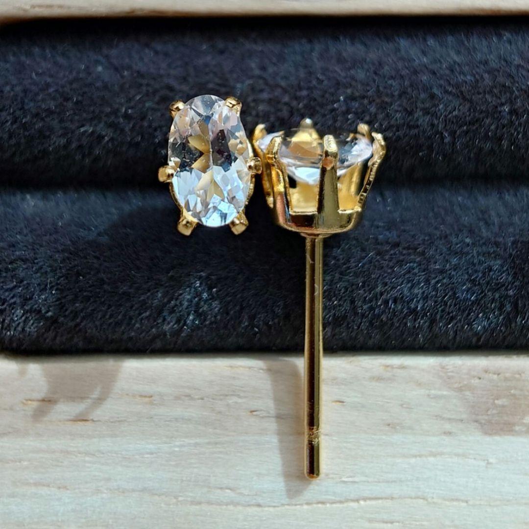 S✧天然石モルガナイト5.0×3.0mm✧　ピアス　ステンレス