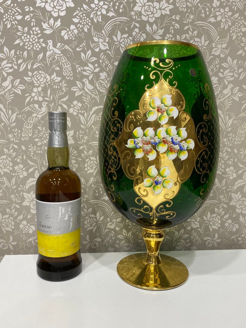 MURANO 特大 45.5㎝ ムラノ ハイエナメル ワイングラス型 特大花瓶