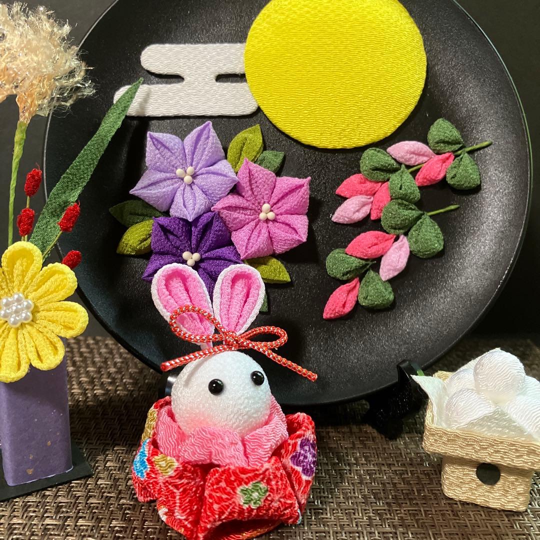 つまみ細工 ちりめん細工 うさぎのお月見 No.07 - メルカリ