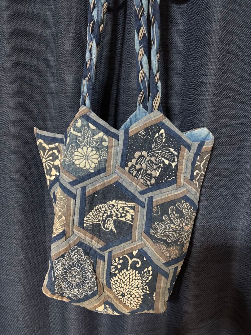 古布・藍染め 型染め ハンドメイド トートバッグ【匿名発送】値下げ中p
