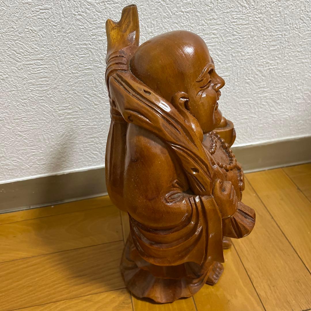 木製 笑顔の仏像 約30cm