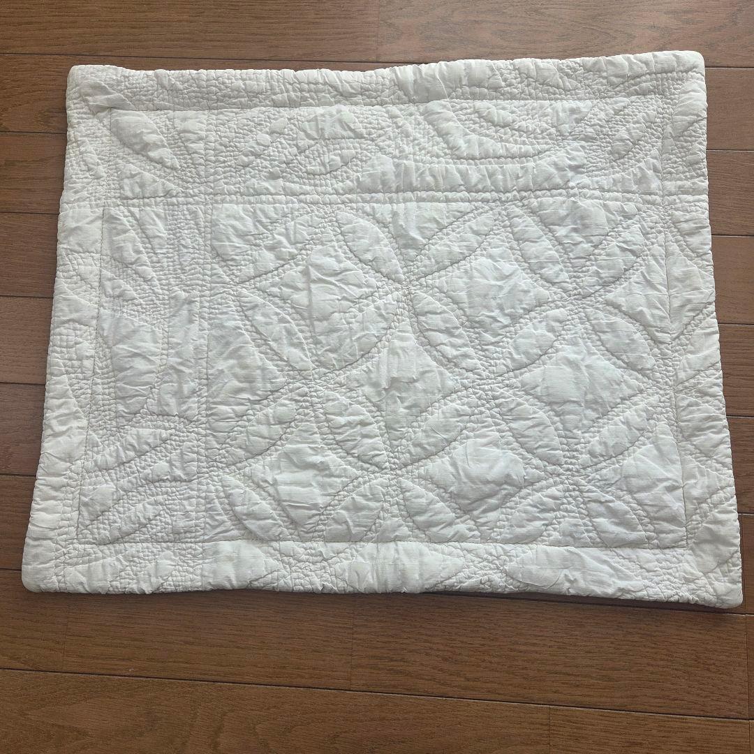 フランスアンティーク　クッションカバー　ホワイトキルト