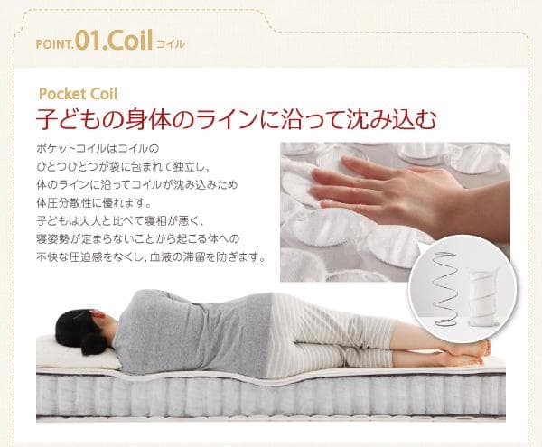 未使用 日本製　安眠ポケットコイルマットレス　抗菌薄型・軽量　レギュラーシングル