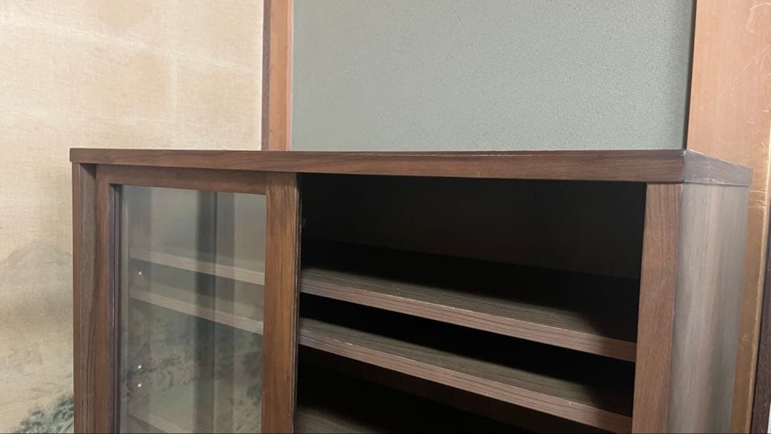 無印良品 ウォールナット材キャビネット 引戸タイプ 脚付き 廃盤モデル