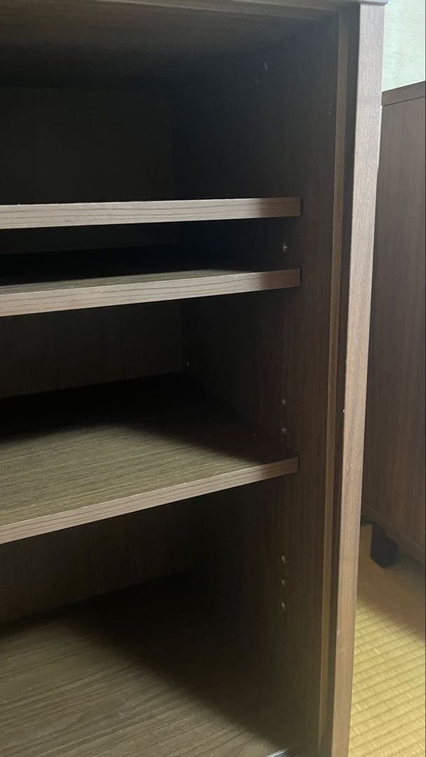 無印良品 ウォールナット材キャビネット 引戸タイプ 脚付き 廃盤モデル