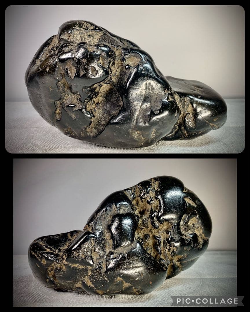 4271 加茂川練真黒石 『玄達深趣』桐箱 2kg 自然石 鑑賞石