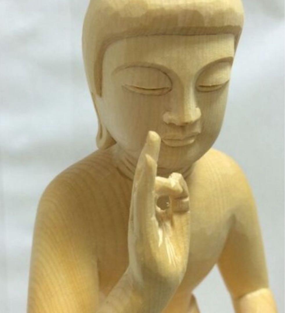 新品　桧木　弥勒菩薩 高28.5cm 仏像