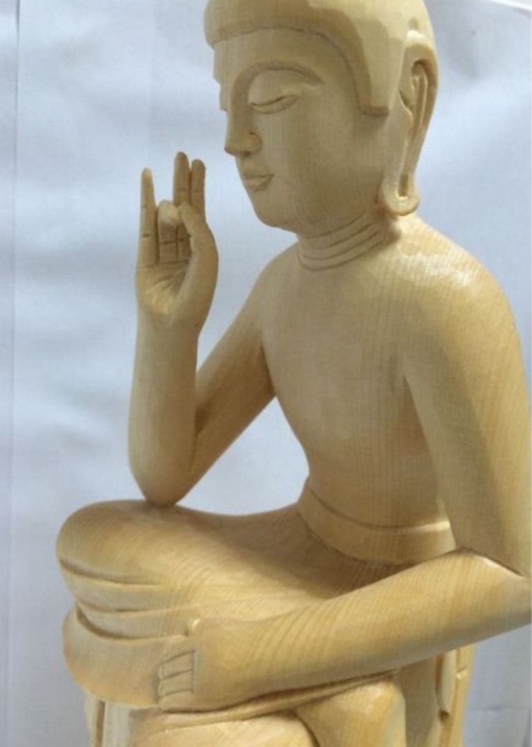 新品　桧木　弥勒菩薩 高28.5cm 仏像