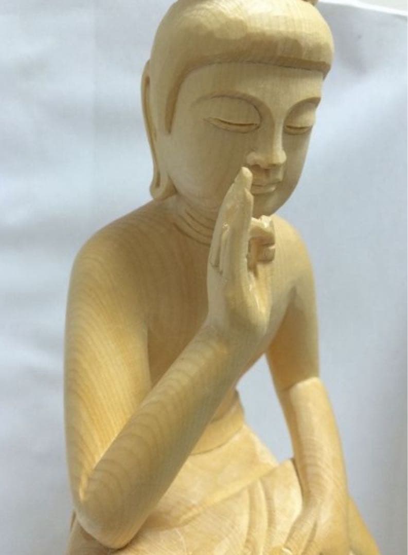 新品　桧木　弥勒菩薩 高28.5cm 仏像