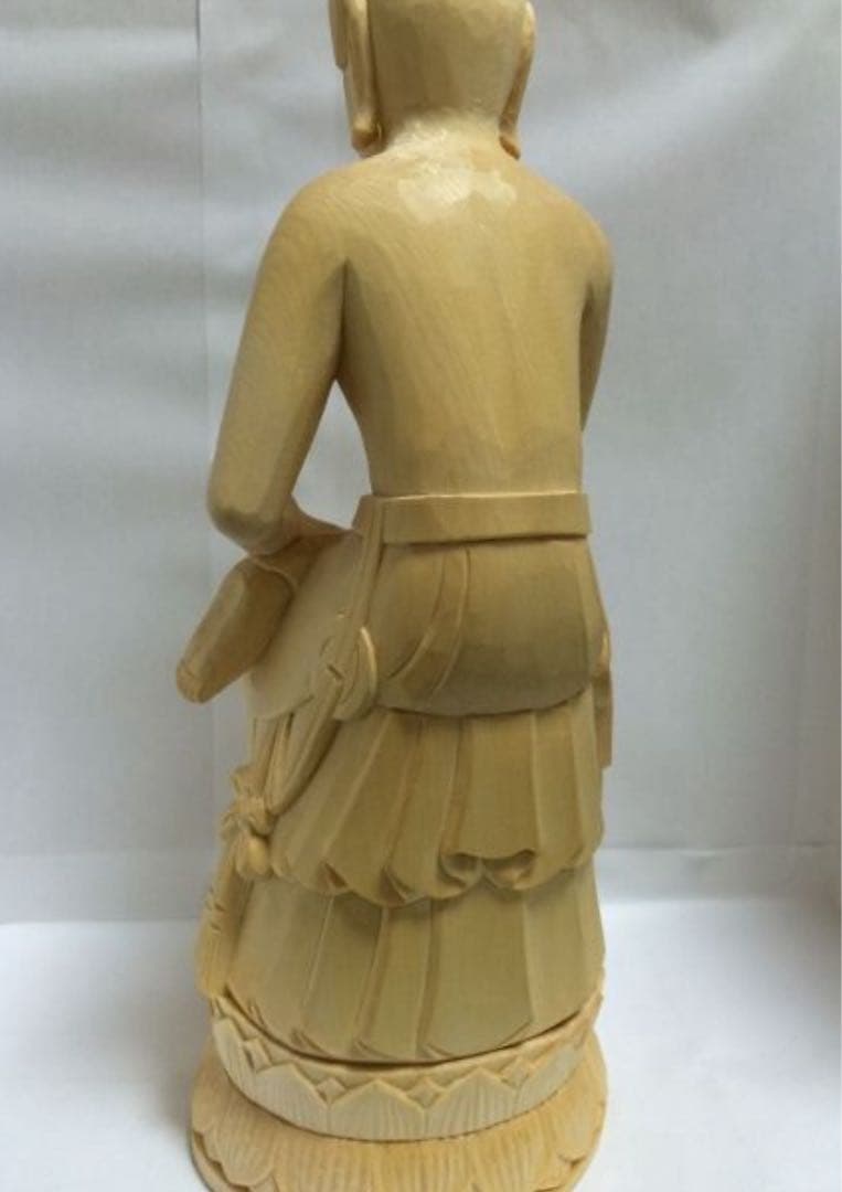 新品　桧木　弥勒菩薩 高28.5cm 仏像