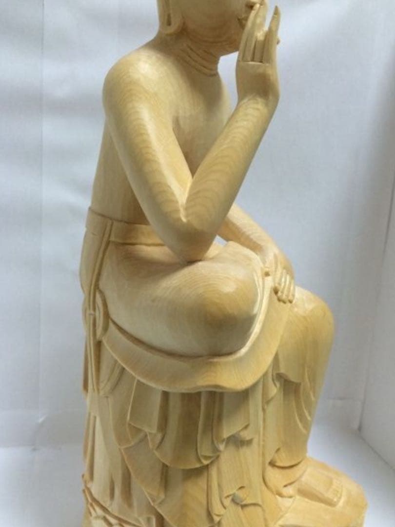 新品　桧木　弥勒菩薩 高28.5cm 仏像