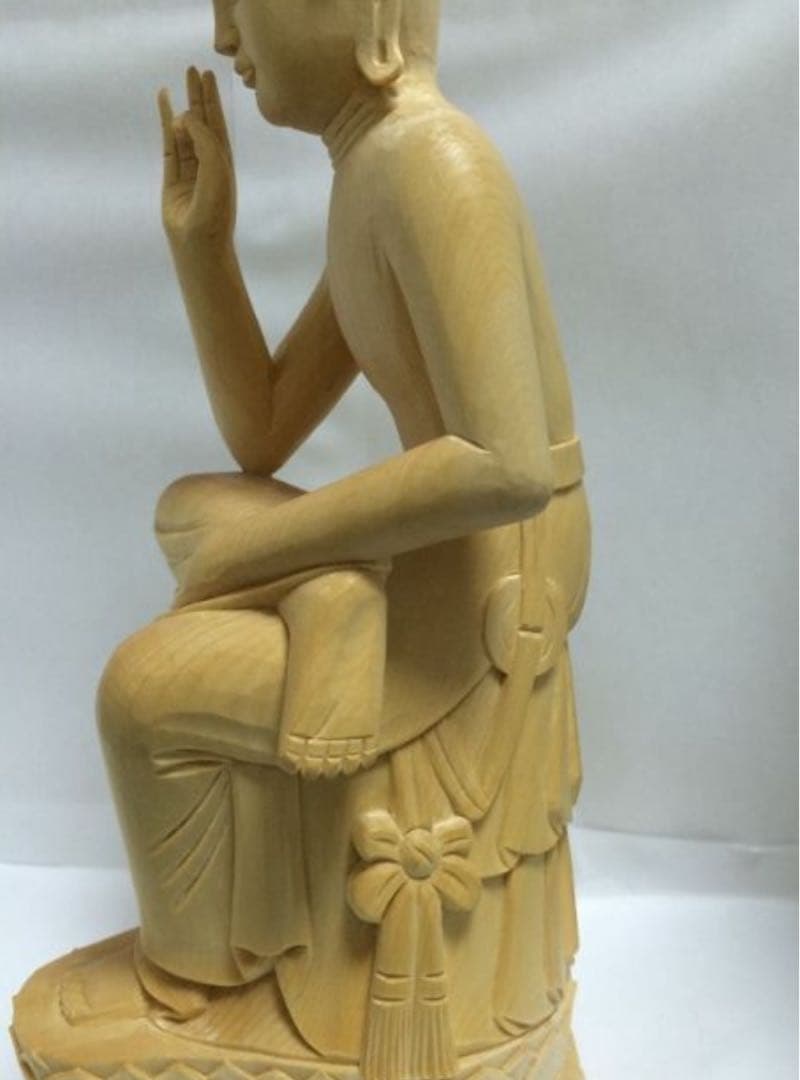 新品　桧木　弥勒菩薩 高28.5cm 仏像