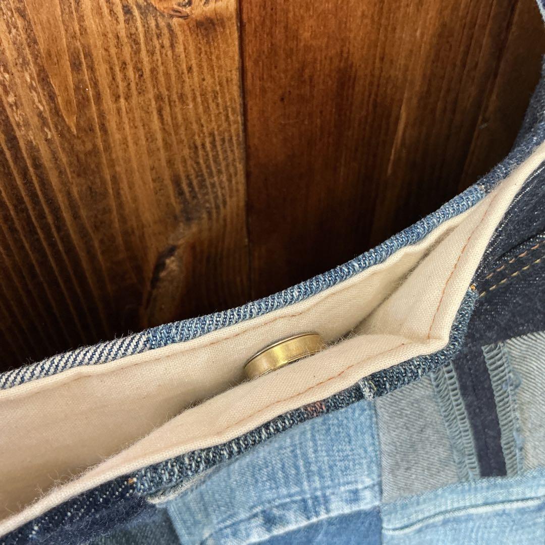 【大容量☆★】　デニム パッチワーク トートバッグ