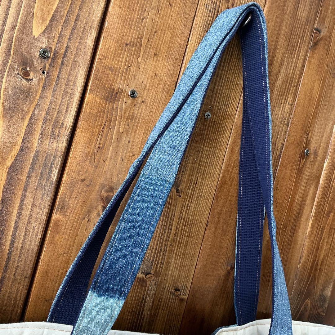 【大容量☆★】　デニム パッチワーク トートバッグ