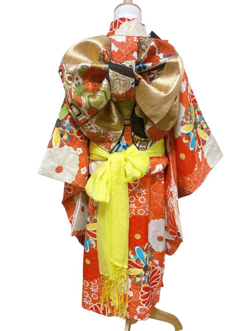 小さめセット♡七五三　5歳から7歳　女の子　一式　レトロ柄　朱色