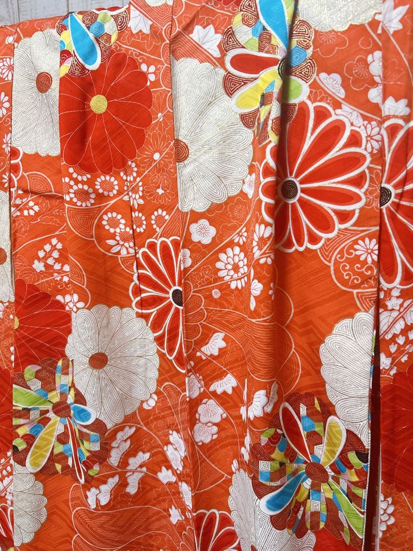 小さめセット♡七五三　5歳から7歳　女の子　一式　レトロ柄　朱色