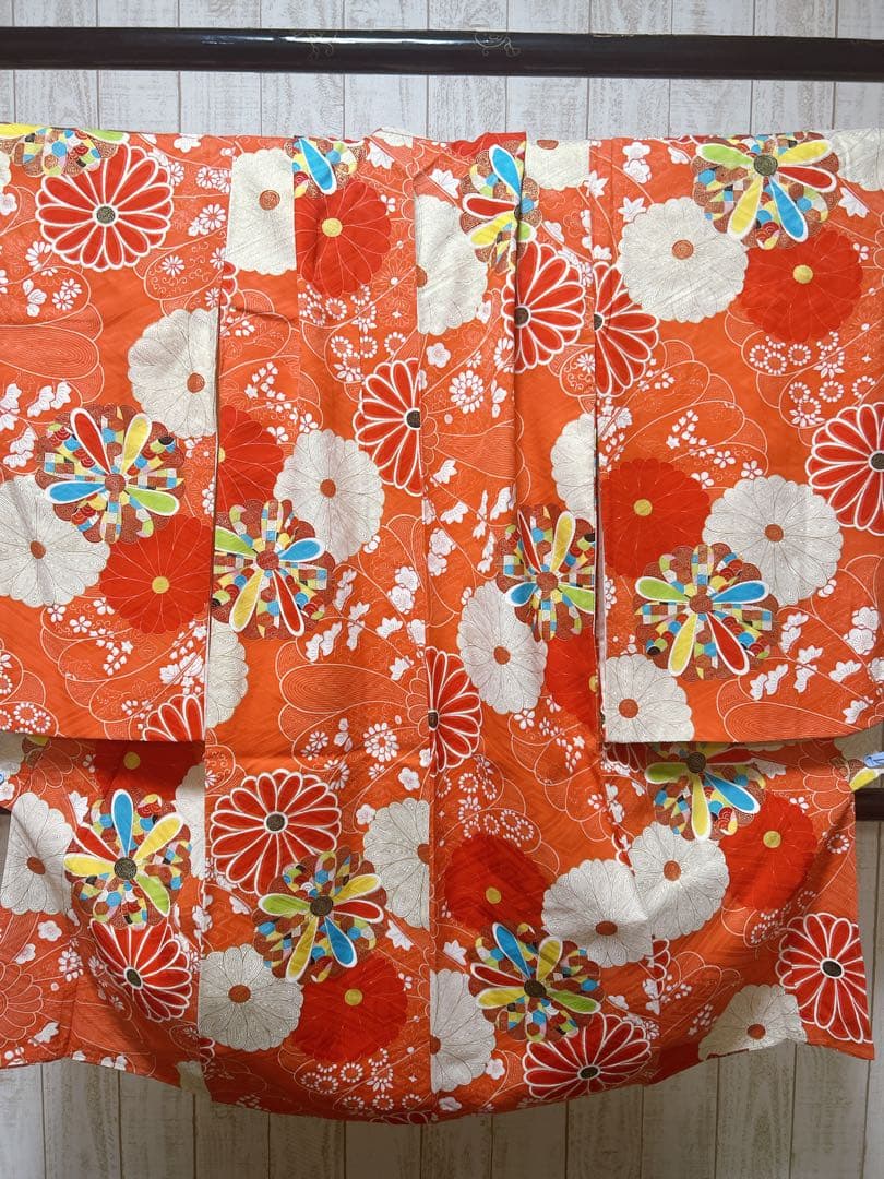 小さめセット♡七五三　5歳から7歳　女の子　一式　レトロ柄　朱色