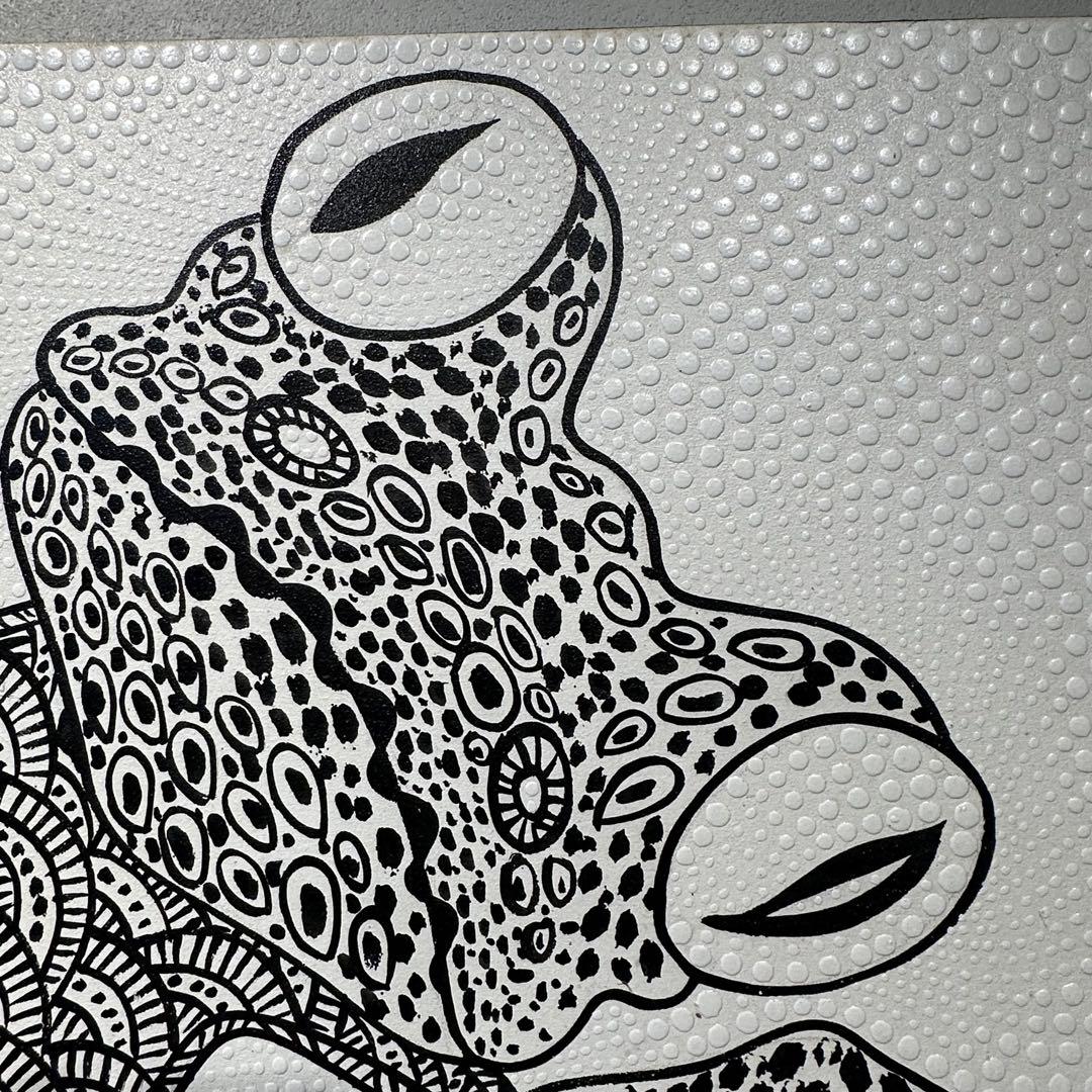 【訳あり】バリ島ドットアート カエル60×80cm通常22,000円がなんと！