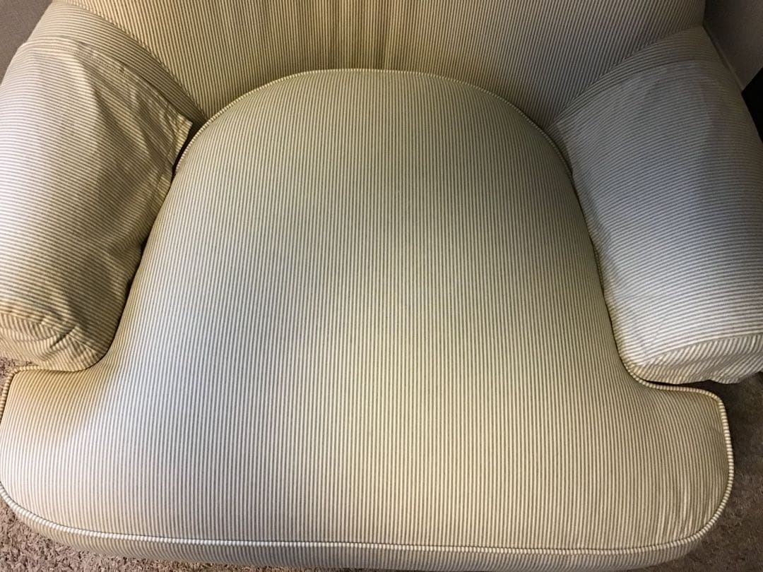 イーサンアレン　1人掛けソファ　ストライプ柄