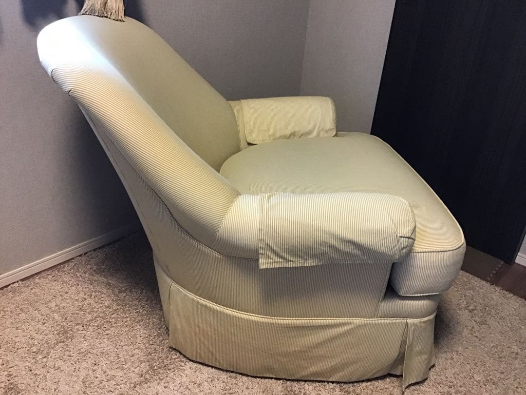 イーサンアレン　1人掛けソファ　ストライプ柄