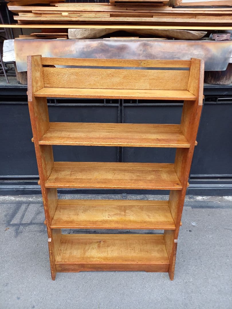 1960's　楔　細工　ウッド　サイド　オープン　ラック　キャビネット　シェルフ