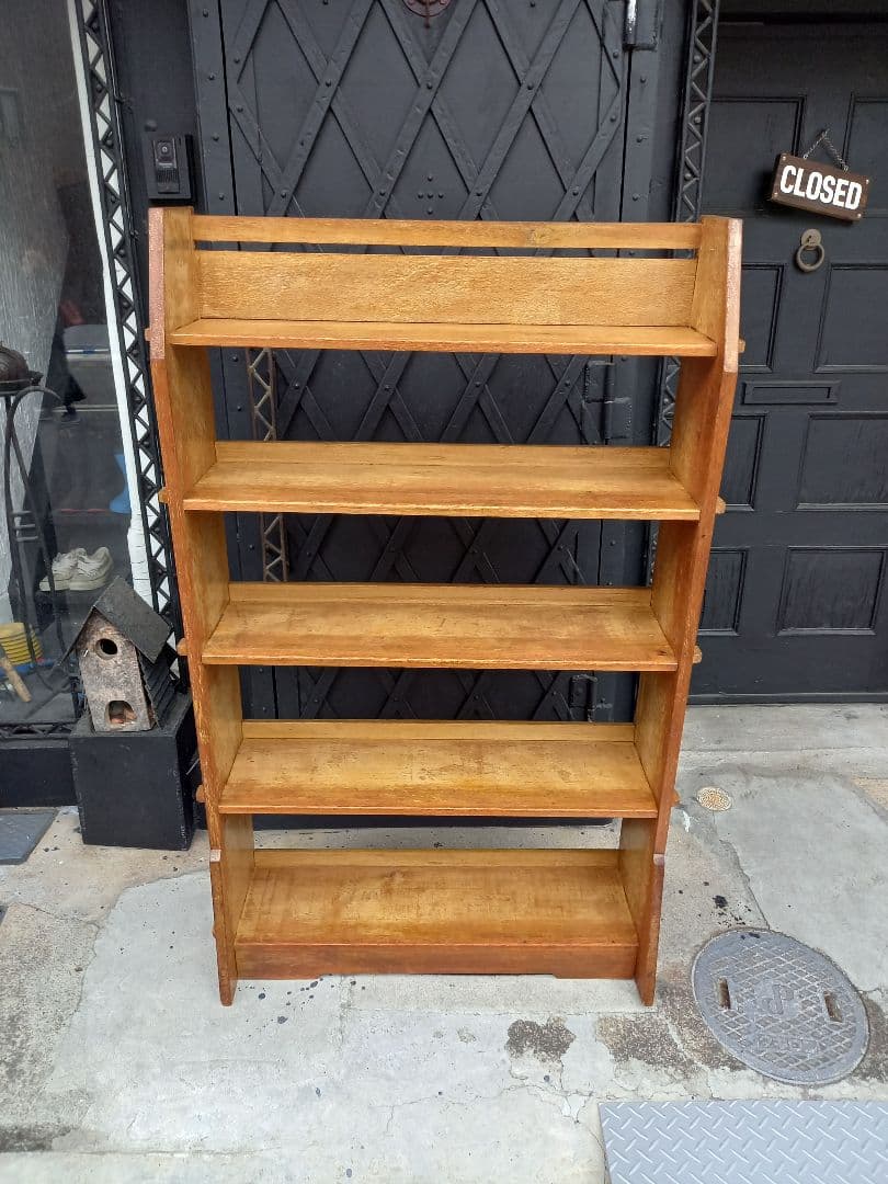 1960's　楔　細工　ウッド　サイド　オープン　ラック　キャビネット　シェルフ