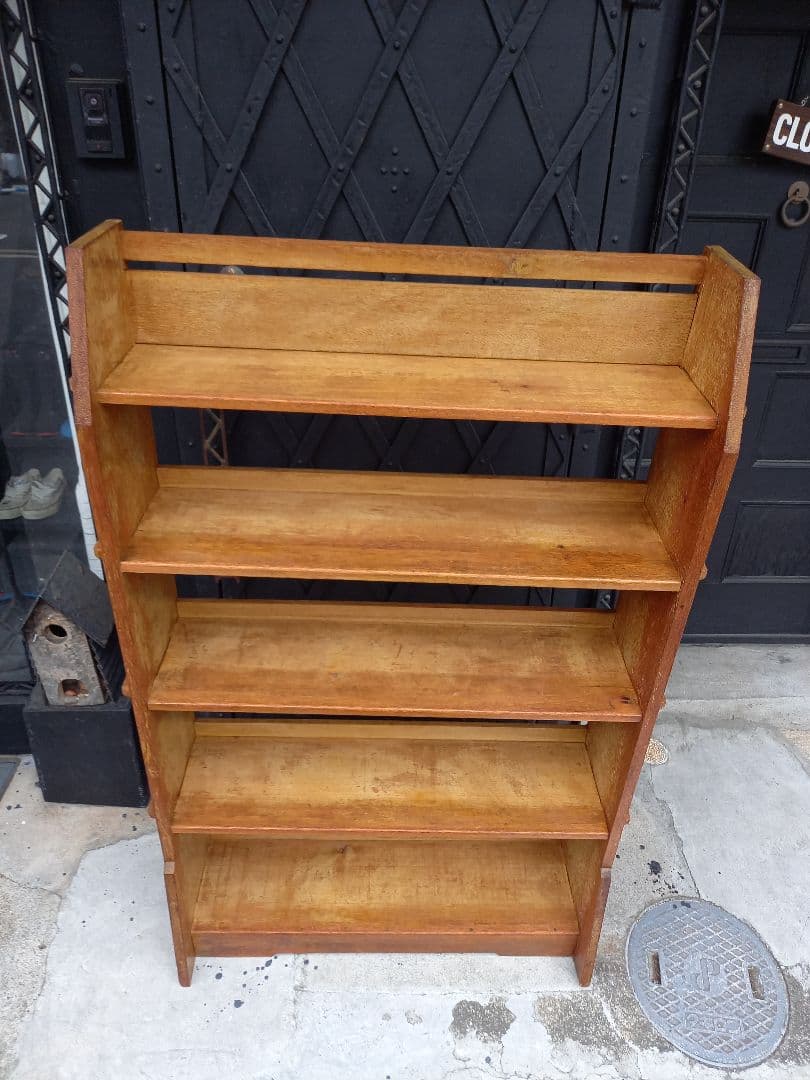 1960's　楔　細工　ウッド　サイド　オープン　ラック　キャビネット　シェルフ