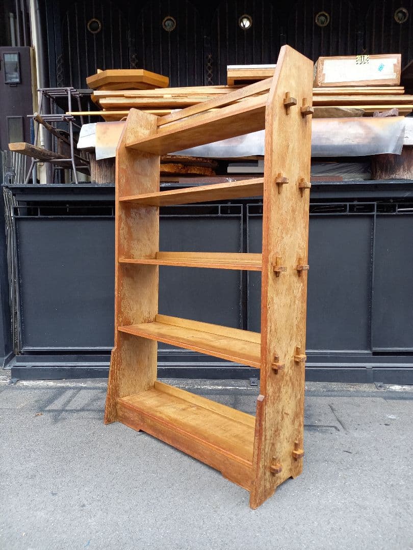 1960's　楔　細工　ウッド　サイド　オープン　ラック　キャビネット　シェルフ