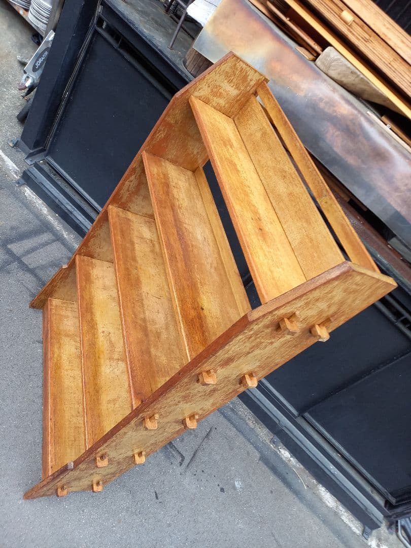 1960's　楔　細工　ウッド　サイド　オープン　ラック　キャビネット　シェルフ