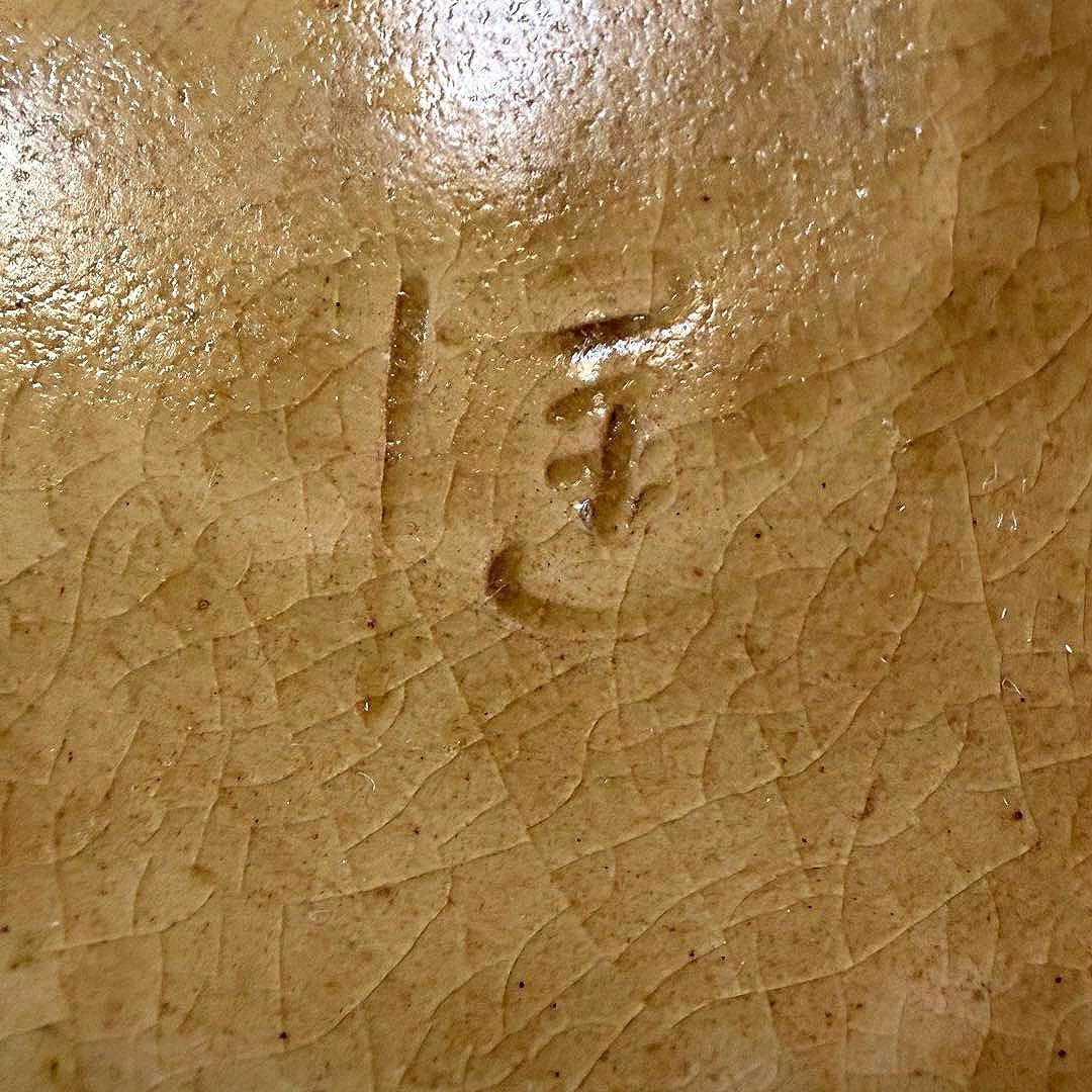 【未使用保管品】黄瀬戸焼 郷之窯 【水野健二】作 輪花銅羅鉢 菓子鉢 大鉢盛鉢