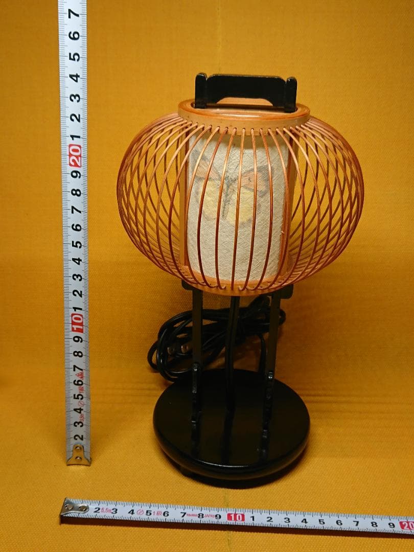 【美品】ライト　木製　竹細工　和紙　置物　インテリア　工芸品　美術品　A1525