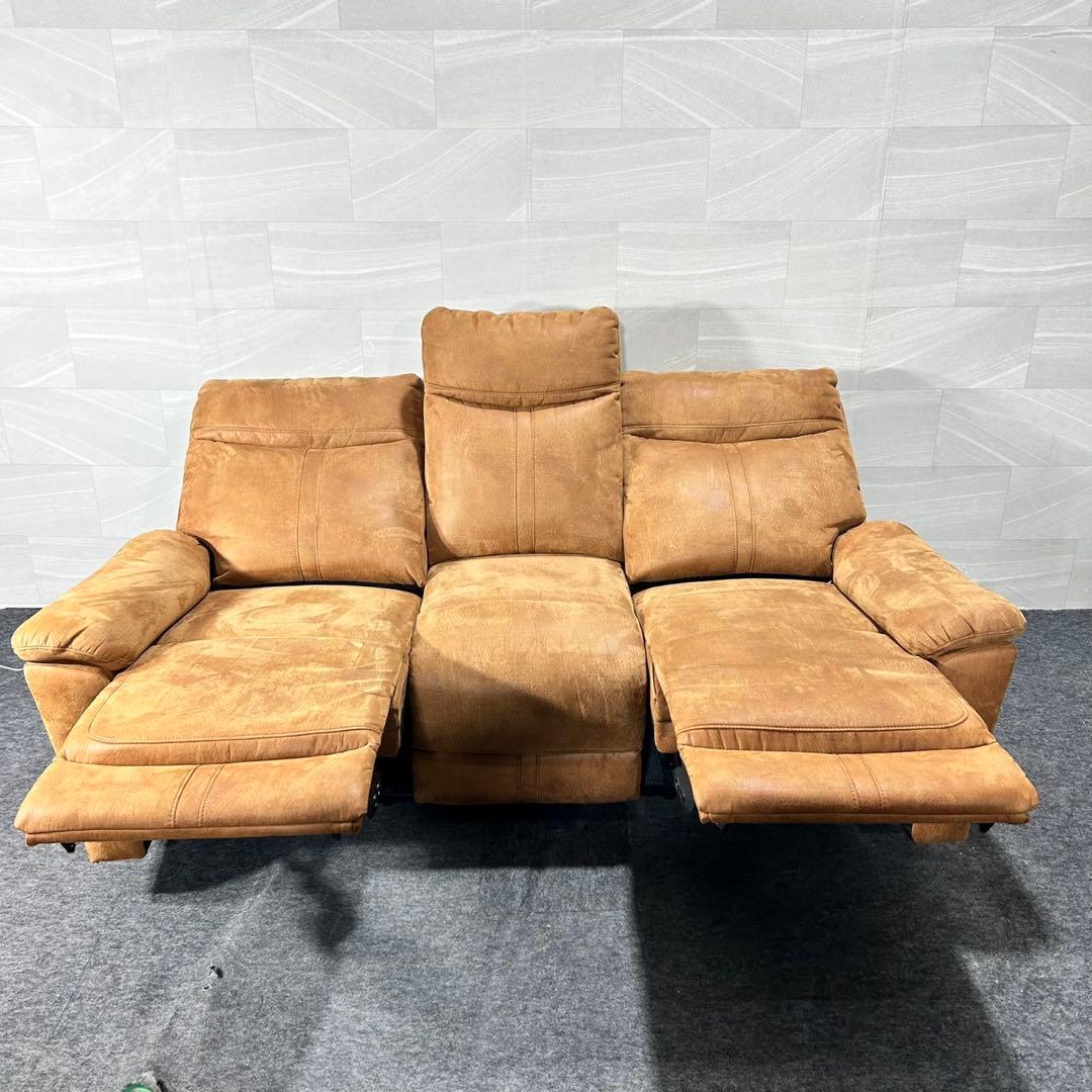 3人用電動ソファ リクライニングソファ レザーファブリック d5094